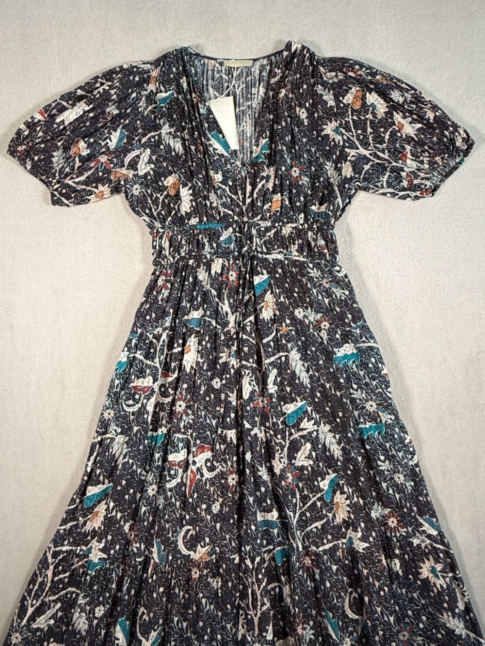 Ulla Johnson Dress Womens 6 Twilight Navy Floral Thelma Puff Sleeve Midi NWT - Picture 3 of 15